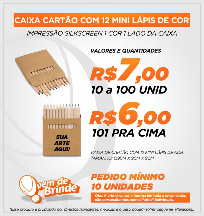 Caixa Com 12 Lápis de Cor Promocional Com Logo - Brindes